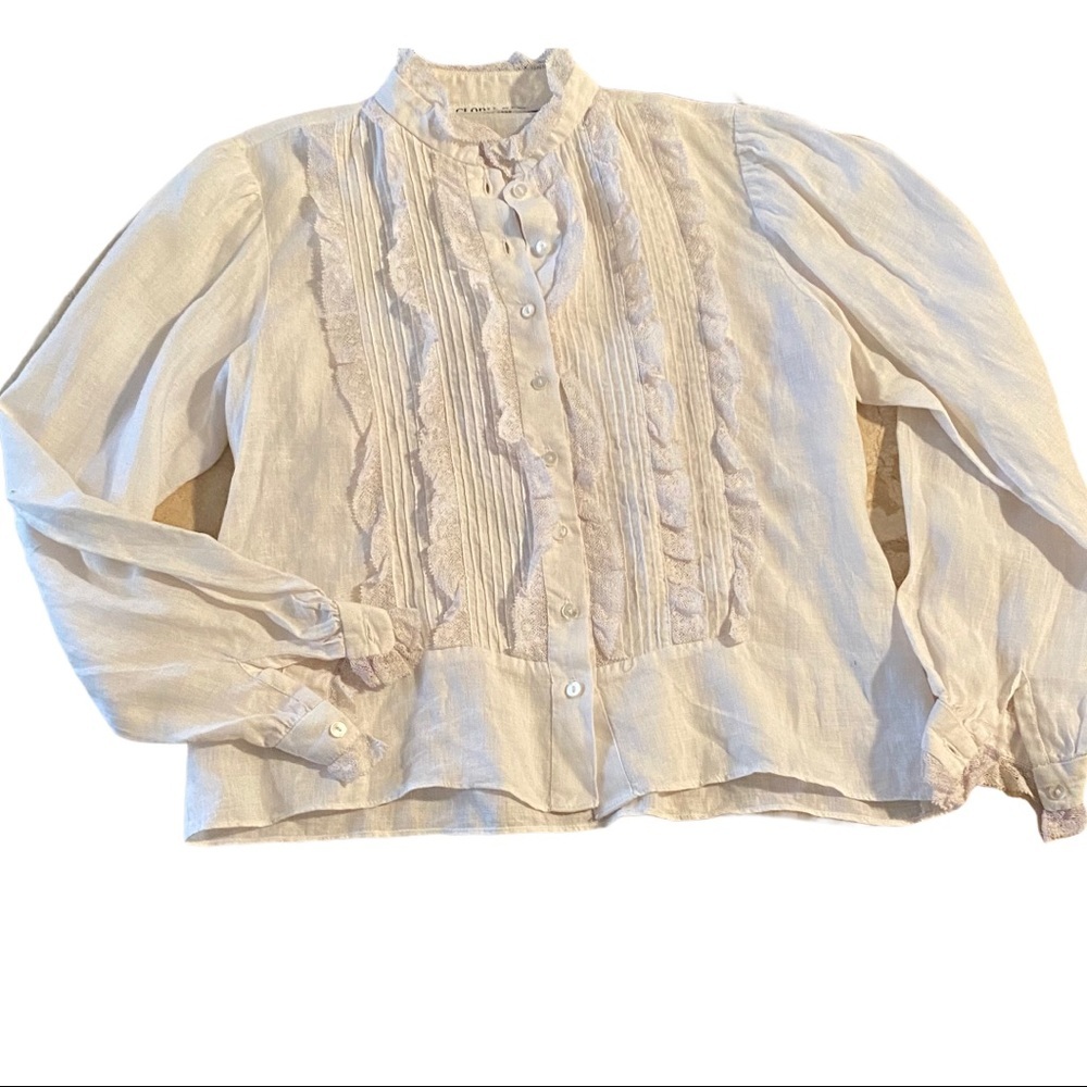GLORIA SACHS vintage RUFFLE blouse top